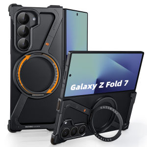 Oatsbasf Z Case for Samsung Galaxy Z Fold 7 Bumper Case with 360° Rotatable Magnetic Metal KickstandFrameless Minimalist Cover