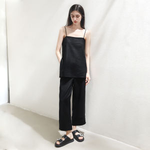 Miccbeirn | ชุดกางเกงขายาวทรงหลวมสบาย ๆ สไตล์ลำลองผสมผ้ามัลเบอร์รี่ ฤดูร้อน 2025 คอลเลกชันใหม่ เสื้อเชิ้ตแขนยาวคอโปโล