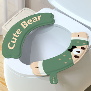 Adorable Cat Toilet Seat Cover Roll up Waterproof Sticky Plastic Toilet Mat Viaback Japanese Style Cartoon Adult Bathroom Tool