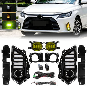 LED DRL Fog Lamp Kit For Toyota Yaris Ativ Vios 2022 2023 Front Daytime Running Light Fog Driving Light Assembly 12V