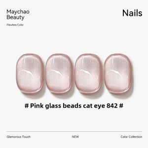 Maychao | Pink Cat Eye Nail Gel with Glass Beads 2025 New Trendy Nail Polish