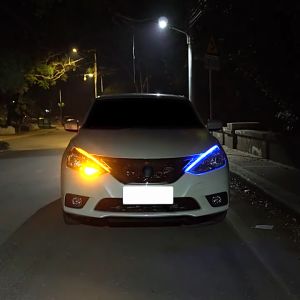 SEPASANG Lampu Alis LED Slim Alis DRL Fleksibel Waterproof 12v 12 VOLT 60cm 45cm 30cm 2 Mode Running Motor Mobil