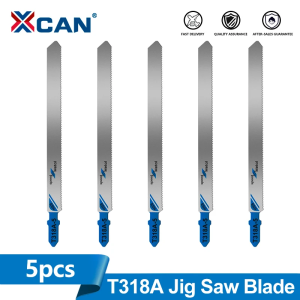 XCAN 5pcs T318A JigSaw Blade Set HCS T-Shank Jig Saw Blades 132mm Cutting Length For Wood PVC Metal
