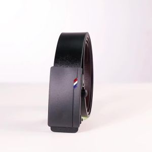 Black Mens Automatic Ratchet Belt Tooth-Free Sliding Buckle Dress Jeans Business Daily Wear Fashion Versatile Waistband