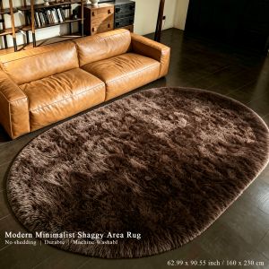 VIKAMA Gray White Tie Dye Shaggy Rug Long Pile Fluffy Area Rug Non Slip Soft Plush Carpet for Living Room Bedroom Decor