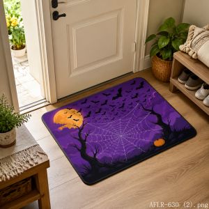 VIKAMA Halloween Pumpkin Entryway Mat Soft Non-Slip Rug Spooky Indoor Outdoor Carpet Scary Bathroom Door Mat Holiday Decor