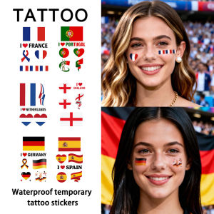 Europe Flag Temporary Tattoo Sticker Long-lasting and Waterproof Festival Football Soccer Fan Face Stickers Arm Face