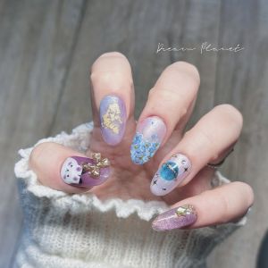 Hand-Painted Cat Eye Nail Art Original Concept Wearable False Nails Autumn Winter Medium Oval Gentle Color Scheme by DreamPlanet