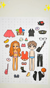 (10B )Bộ Avatar Sticker đồ chơi bóc dán búp bê giấy toca boca cho bé tự tay sáng tạo