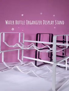 Locaupin Water Bottle Rack Organizer Shelf Kitchen Tumbler Storage Metal Stackable Water Cup Wine Holder For Countertop