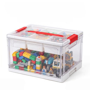 Transparent plastic handicraft products storage box Large capacity bookcase Toy sundries separation and finishing box