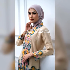 [Ship From KL] Kebaya Encim Bordir Warna Motif Bunga Lengan Panjang Bahan Katun Mikro AlanTasik
