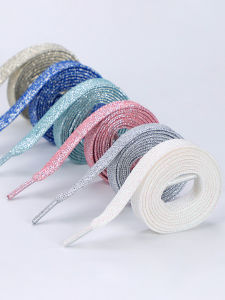 C U LACING | Pearlescent Golden/Silver Color Flat Double Layered Shoelaces