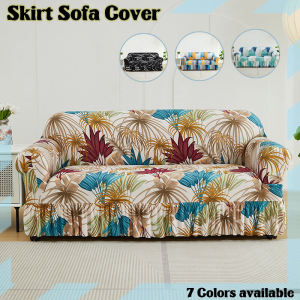 1/2/3/4 Seaters Sofa Cover with Skirt Universal Sofa Slipcover High Stretch Couch Cover L-shaped Printed Sofa Protector
