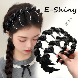 1pcs Boutique Non-slip Rhinestone Headbands Black Fabric Wraped Wave Hair Hoop for Ladies Hair Accessories