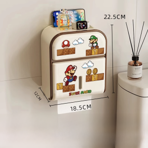 กระดาษชำระติดผนังแบบไม่ต้องเจาะ กันน้ำ ตู้ใส่กระดาษชำระ ตู้ใส่กระดาษ ตู้ใส่กระดาษทิชซูที่แขวนได้ ตู้ใส่กระดาษทิชซูแบบติดผนัง