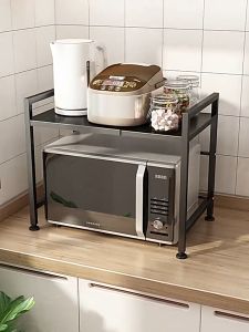 ชั้นวางไมโครเวฟ ชั้นวางเตาอบไมโครเวฟ ชั้นวางเครื่องปรุงในครัว ชั้นวางคร่อมไมโครเวฟ ปรับความกว้างได้ ไม่เป็นสนิม สวยๆ