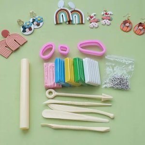 ปลอดสารพิษไม่เหนียวดินโพลิเมอร์ต่างหูชุดศิลปะ DIY เตาอบอบการสร้างแบบจำลองดินโพลิเมอร์การสร้างแบบจำลองดินเตาอบอบปั้นดินชุด DIY เริ่มต้นชุดที่มีเครื่องมือแกะสลักและอุปกรณ์เสริม