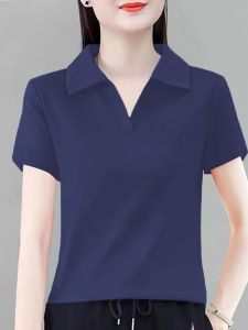 Summer New Arrival Plus Size Polo Collar Short Sleeve K-style Loose Slimming T-shirt Female Pure Cotton Easiest for Match Casual Polo Collar Top