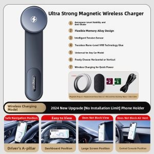 MONLEYTA | Car Magnetic Phone Holder Navigation Mount Multi-Functional Vehicle Interior Fixed Support Tesla Compatible New 2024 Model
