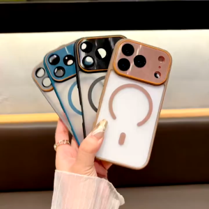 Matte Large Window Magnetic Hard Case for iPhone 11 12 13 14 15 16 17 Pro Max Plus Casing Minimally Designed Anti-Drop Magnetic Cover for iPhone 16 Case