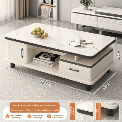 OYIla | Sleek Modern Minimalist Glass and Stone Top Square Coffee Table