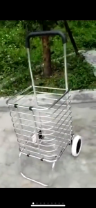 LGM SHOP Shopping Cart Grocery Rolling Folding Laundry Basket on Wheels Foldable Utility Trolley