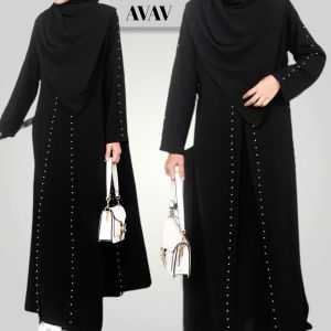 ALKHATIB ABAYA AVAV JETBLACK MATA MATA ANAK DAN DEWASA