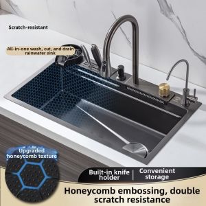 Waterfall Flow Honeycomb Stainless Steel Sink 4mm