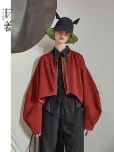 Original Design Fall Casual Loose Knit Solid Color Short Coat