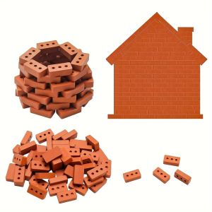 50/150/200 Mini Three-Hole Brick for Garden Greening Micro Building Blocks in Red Model Brick Wall Small Craft Building Blocks