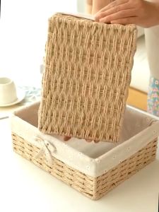 Rattan Storage Basket Handmade Desktop Storage Key Basket Cosmetic Storage Storage basket Rattan Woven Debris