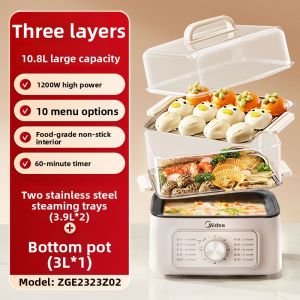 Midea | Multifunctional 3-tiered Stainless Steel Electric Steamer