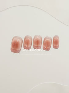 Kas Handmade French Gradient Pink Series Ice Transparent White Enhancing High-End Spring Summer New Wearable Nail Art