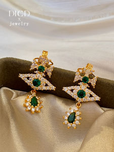 Golden Saturn Stud Earrings Womens Exaggerated round Face Waterdrop Ear Jewelry New 2025 Fashion Handmade Copper Alloy