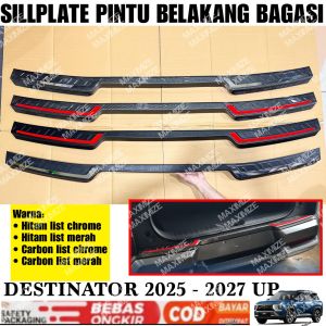Sillplate Belakang Mitsubishi Destinator 2025 2026 2027 2028 Hitam Carbon Glossy List Chrome Merah