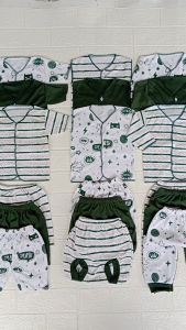 Paket Kumplit New Born 9 Stel 18 Pcs Bayi Baru Lahir Usia 0 -3 Bulan Motif Bintang Flash Garis Ombak