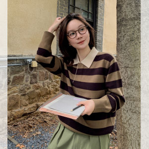 Turn-down Collar Merino Wool Half-open Loose Knitwear