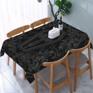 VIKAMA Gothic Đen Damask Khăn Trải Bàn Hoa Vintage Chống Nước Hình Chữ Nhật Bàn Cho Nông Trại Đảng Trang Trí Nhà