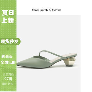 Womens Summer 2025 Chunky Heel Mule Slippers Versatile Open-Toe Slip-On Roman Style Rubber Outsole Ultra-Fiber Leather Inner