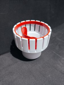 Skimmer statis Garis Lurus 3 inch PUTIH DOFF ring merah