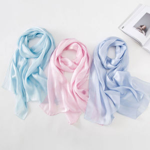 Blue Pure Silk Scarf for Women High Grade Mulberry Silk Long Rectangular Shawl Decorative Accessories for All Seasons