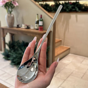 Long Head Soup Spoon Korean Style 18/10 Stainless Steel Long Handle Stirring Rice Spoon Solid Rod Boss Ladys Personal Use