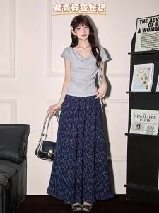 XINGJUSHE | Chân Váy A-Line Cao Waist Hoa Văn Gọn