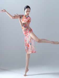 Elastic Printed Cheongsam for Dance Performance