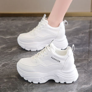 Full Leather High Top Dad Shoes Womens Spring 2025 Fashion Trend Thick Bottom Heightening White Sports Shoes Casual Style