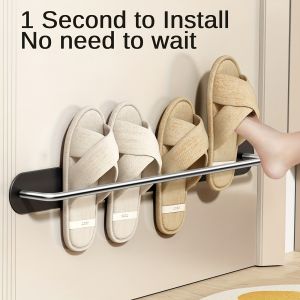 Magnetic Adsorption Slippers Draining Storage Rack Wall-mounted Shoes Holder Household Space Saving Shoes Organizer For Bedro