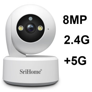 New Srihome 8MP IP WIFI Camera 2.4G&5G WIFI PTZ Surveillance Security HD Baby Monitor Night Vision Indoor Mini PTZ Security CCTV