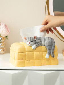 Modern Minimalist Resin Cat Themed Tissue Box Decorative Toilet Bedroom Living Room Tea Table Ornament Home Decor Accessories