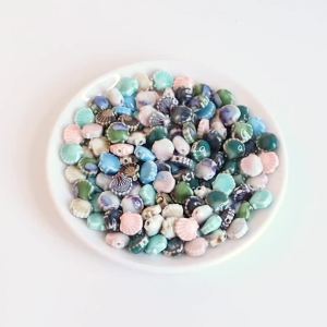 5Pcs Shell Ceramic Beads Colorful Floral Glaze Loose Spaced Porcelain Beads for DIY Making Earrings Bracelet Jewelry Accessories